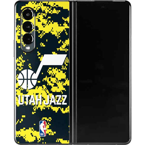 NBA Utah Jazz Grey Digi Camo Galaxy Z Fold3 5G Skin