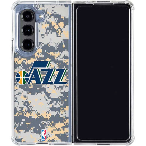 NBA Utah Jazz Grey Digi Camo Galaxy Z Fold5 5G Clear Case