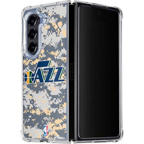 NBA Utah Jazz Grey Digi Camo Galaxy Z Fold5 5G Clear Case