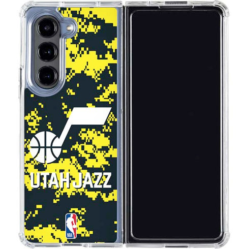 NBA Utah Jazz Grey Digi Camo Galaxy Z Fold5 5G Clear Case