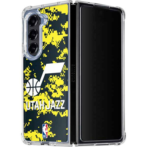 NBA Utah Jazz Grey Digi Camo Galaxy Z Fold5 5G Clear Case