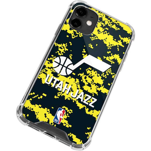 NBA Utah Jazz Grey Digi Camo iPhone 12 Clear Case