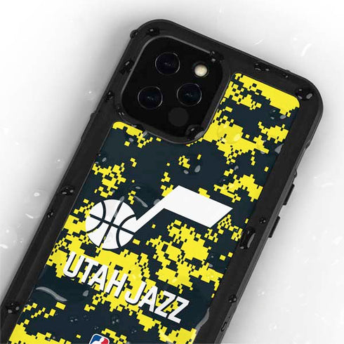 NBA Utah Jazz Grey Digi Camo iPhone 12 Pro Waterproof Case