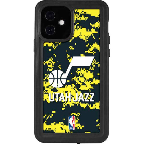 NBA Utah Jazz Grey Digi Camo iPhone 12 Waterproof Case