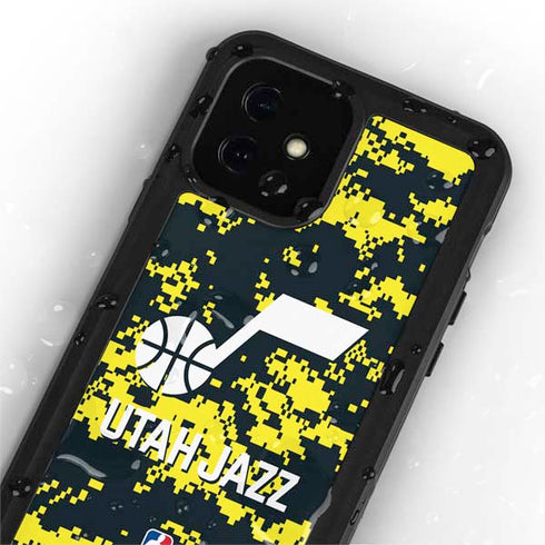 NBA Utah Jazz Grey Digi Camo iPhone 12 Waterproof Case