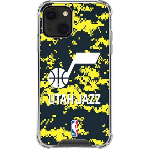 NBA Utah Jazz Grey Digi Camo iPhone 14 Clear Case