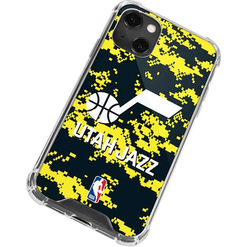 NBA Utah Jazz Grey Digi Camo iPhone 14 Plus Clear Case