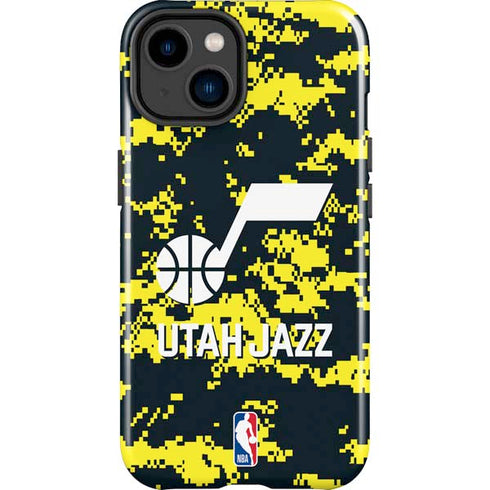 NBA Utah Jazz Grey Digi Camo iPhone 14 Plus Impact Case