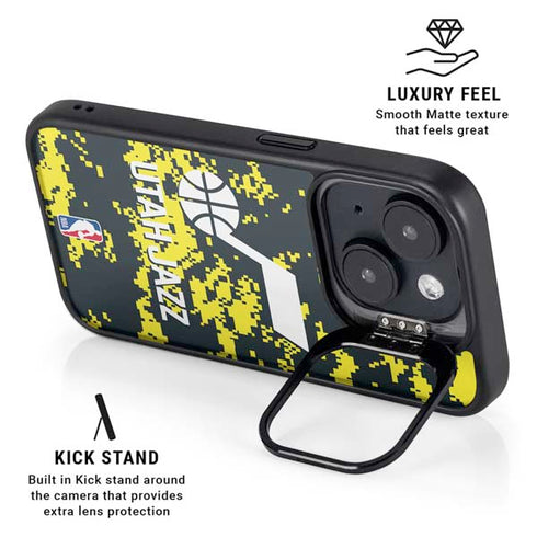 NBA Utah Jazz Grey Digi Camo iPhone 14 Plus Kickstand Case
