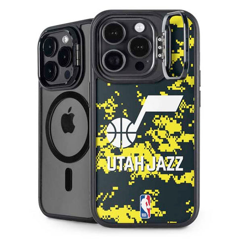 NBA Utah Jazz Grey Digi Camo iPhone 14 Pro Kickstand Case