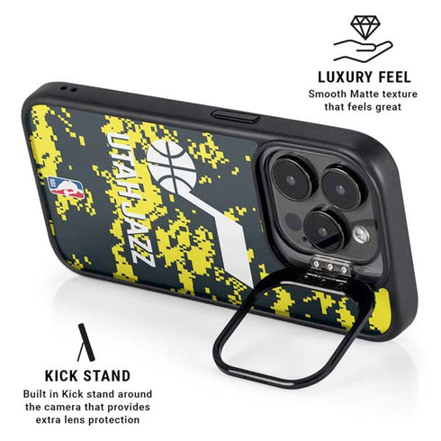 NBA Utah Jazz Grey Digi Camo iPhone 14 Pro Kickstand Case