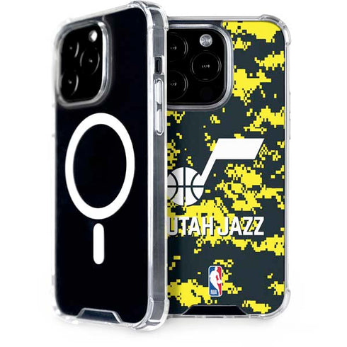 NBA Utah Jazz Grey Digi Camo iPhone 14 Pro MagSafe Case