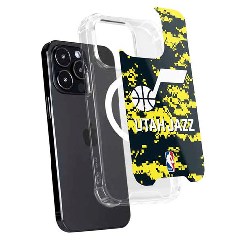 NBA Utah Jazz Grey Digi Camo iPhone 14 Pro MagSafe Case
