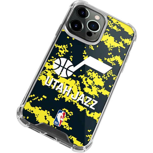 NBA Utah Jazz Grey Digi Camo iPhone 14 Pro Max Clear Case