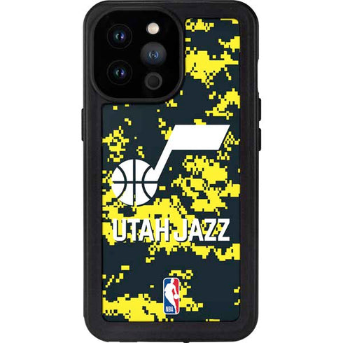 NBA Utah Jazz Grey Digi Camo iPhone 14 Pro Max Waterproof Case