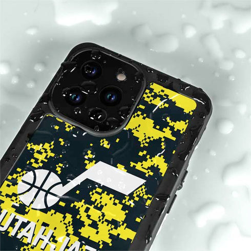NBA Utah Jazz Grey Digi Camo iPhone 14 Pro Max Waterproof Case