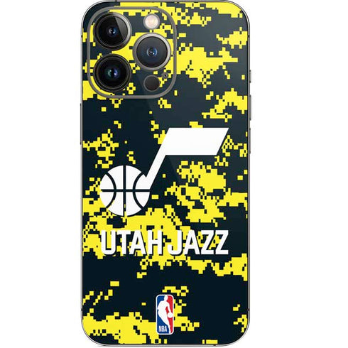 NBA Utah Jazz Grey Digi Camo iPhone 14 Pro Skin