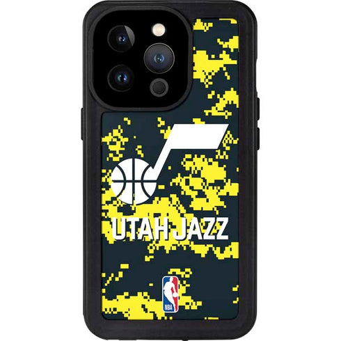 NBA Utah Jazz Grey Digi Camo iPhone 14 Pro Waterproof Case