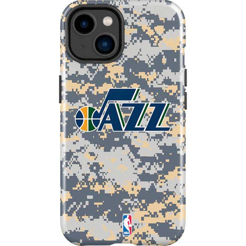 NBA Utah Jazz Grey Digi Camo iPhone 15 Impact Case