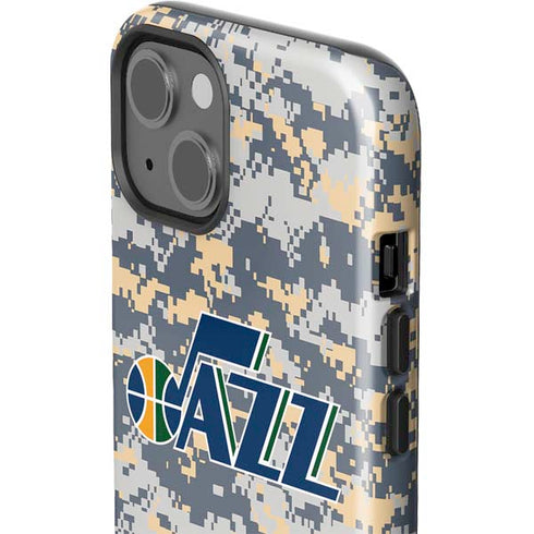 NBA Utah Jazz Grey Digi Camo iPhone 15 Impact Case