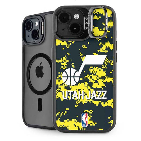 NBA Utah Jazz Grey Digi Camo iPhone 15 Kickstand Case
