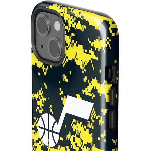 NBA Utah Jazz Grey Digi Camo iPhone 15 Plus Impact Case
