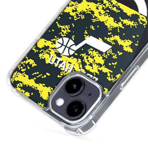 NBA Utah Jazz Grey Digi Camo iPhone 15 Plus MagSafe Case