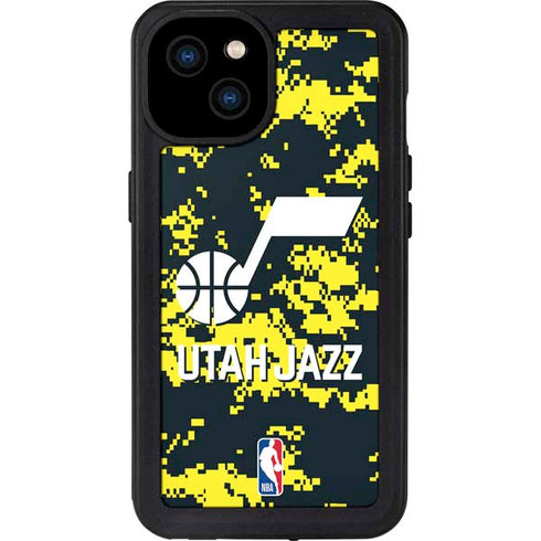 NBA Utah Jazz Grey Digi Camo iPhone 15 Plus Waterproof Case