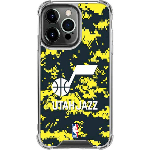 NBA Utah Jazz Grey Digi Camo iPhone 15 Pro Clear Case