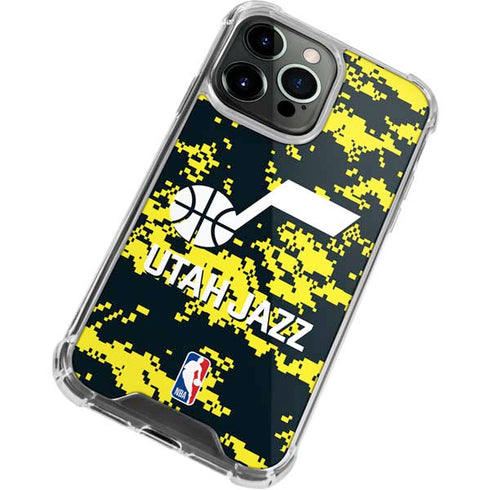 NBA Utah Jazz Grey Digi Camo iPhone 15 Pro Clear Case