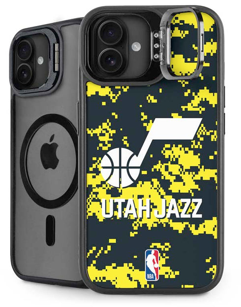 NBA Utah Jazz Grey Digi Camo iPhone 16 Kickstand Case