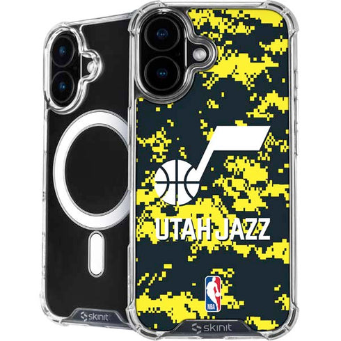 NBA Utah Jazz Grey Digi Camo iPhone 16 MagSafe Case