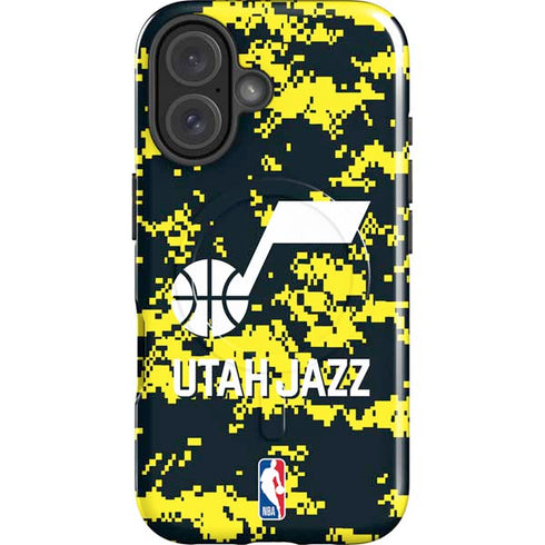 NBA Utah Jazz Grey Digi Camo iPhone 16 Magsafe Impact Case