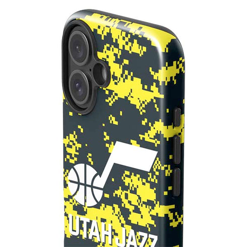 NBA Utah Jazz Grey Digi Camo iPhone 16 Plus Impact Case