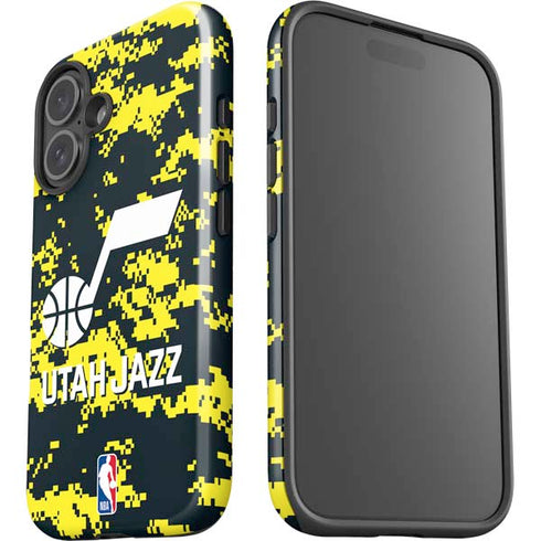 NBA Utah Jazz Grey Digi Camo iPhone 16 Plus Impact Case