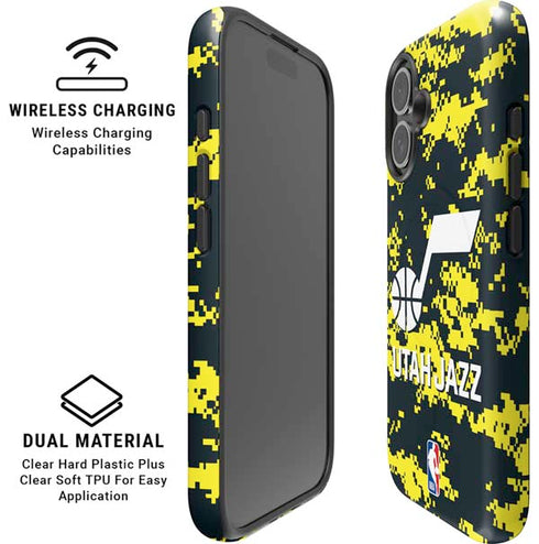 NBA Utah Jazz Grey Digi Camo iPhone 16 Plus Magsafe Impact Case