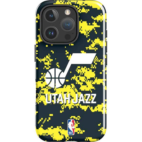 NBA Utah Jazz Grey Digi Camo iPhone 16 Pro Impact Case