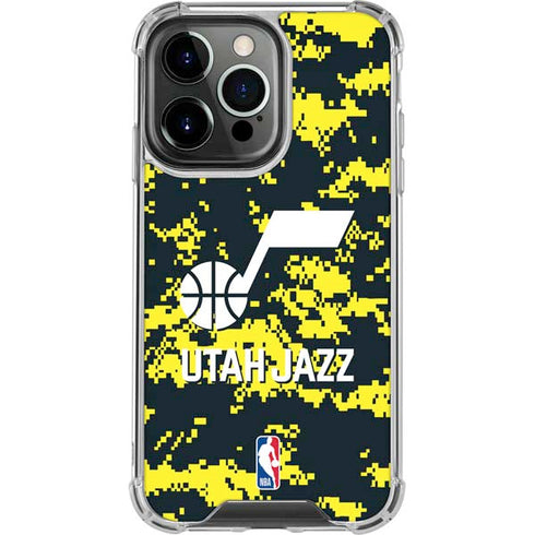 NBA Utah Jazz Grey Digi Camo iPhone 16 Pro Max Clear Case