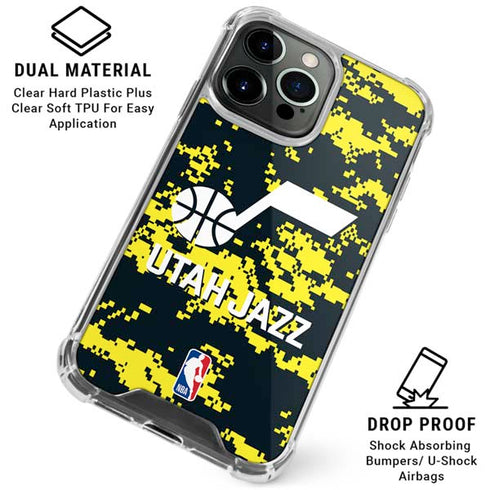 NBA Utah Jazz Grey Digi Camo iPhone 16 Pro Max Clear Case