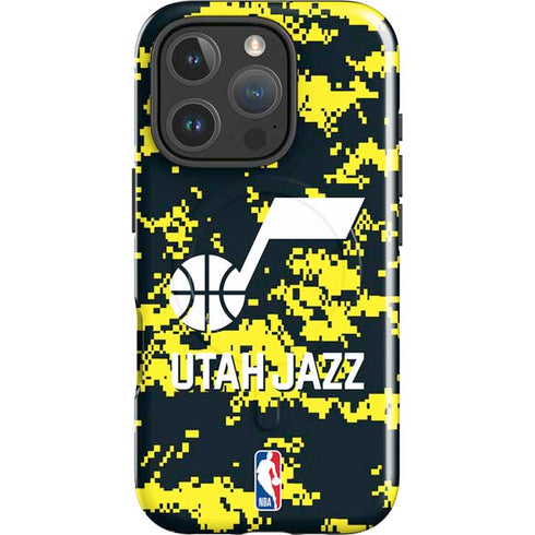 NBA Utah Jazz Grey Digi Camo iPhone 16 Pro Max Magsafe Impact Case
