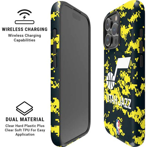 NBA Utah Jazz Grey Digi Camo iPhone 16 Pro Max Magsafe Impact Case
