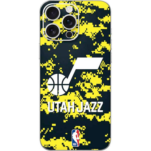 NBA Utah Jazz Grey Digi Camo iPhone 16 Pro Max Skin
