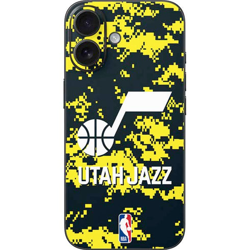 NBA Utah Jazz Grey Digi Camo iPhone 16 Skin