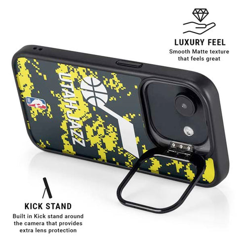 NBA Utah Jazz Grey Digi Camo iPhone 16e Kickstand Case