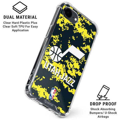 NBA Utah Jazz Grey Digi Camo iPhone 16e Clear Case