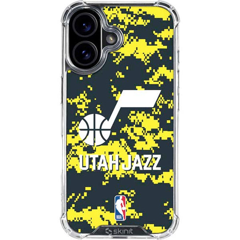 NBA Utah Jazz Grey Digi Camo iPhone 17 Clear Case