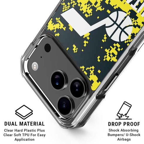 NBA Utah Jazz Grey Digi Camo iPhone 18 Pro Clear Case