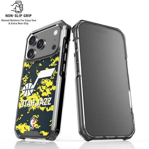 NBA Utah Jazz Grey Digi Camo iPhone 18 Pro Clear Case