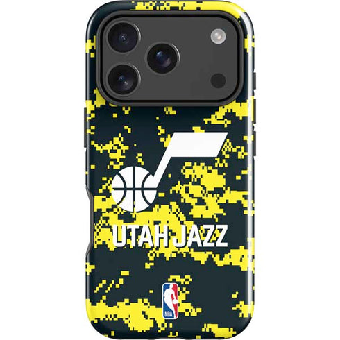 NBA Utah Jazz Grey Digi Camo iPhone 18 Pro Impact Case