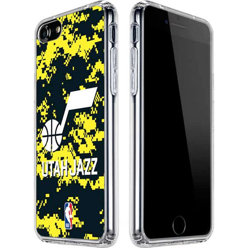 NBA Utah Jazz Grey Digi Camo iPhone SE (2nd & 3rd Gen) Clear Case